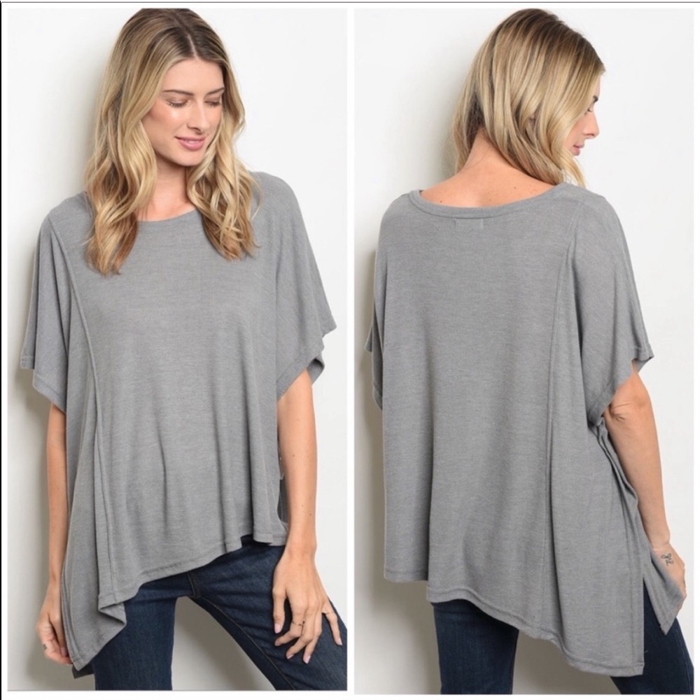 Gray Asymmetrical Tunic Tee